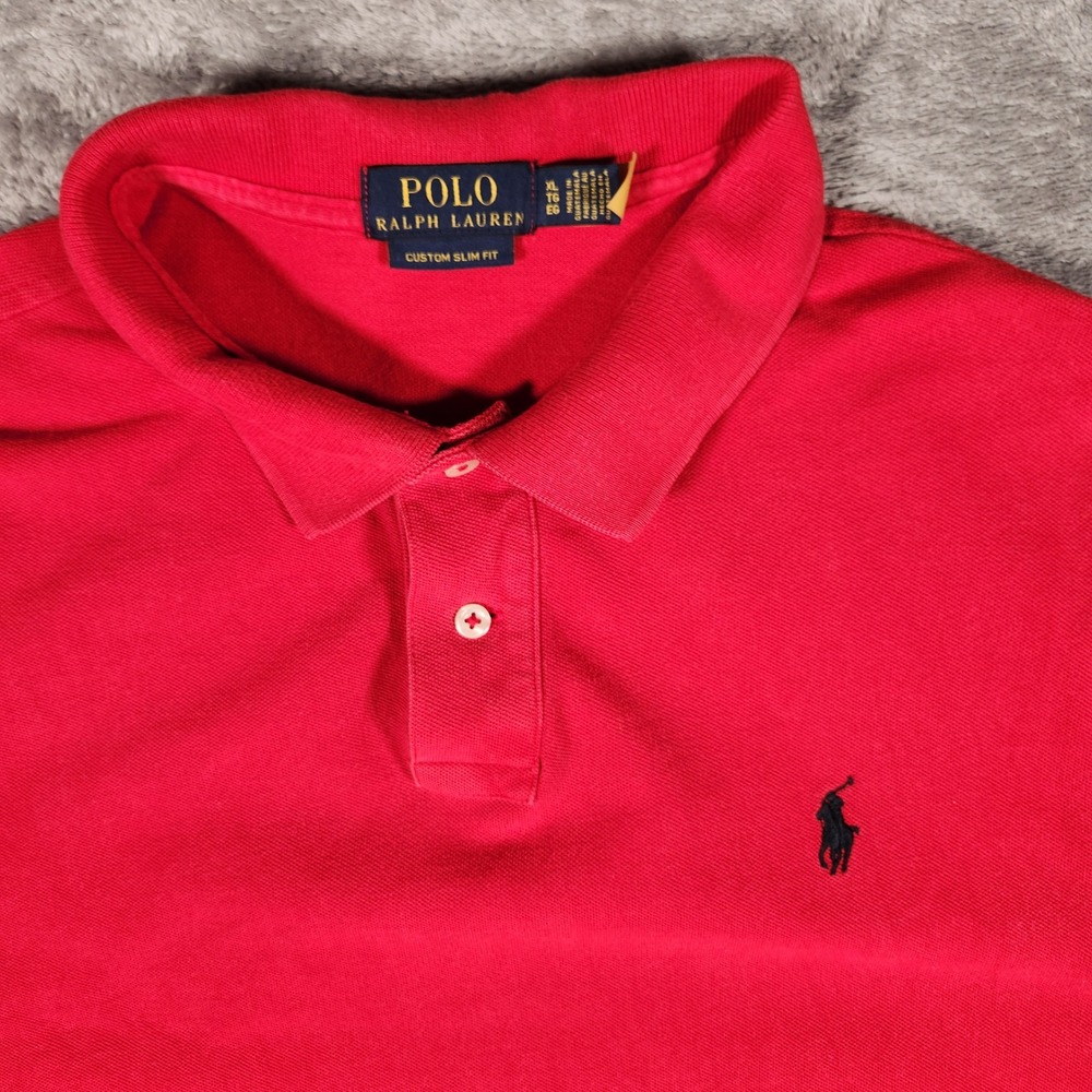 Polo Ralph Lauren Polo Shirt Mens XL Red Excellent Custom Slim Fit Pique Pony - Picture 3 of 10